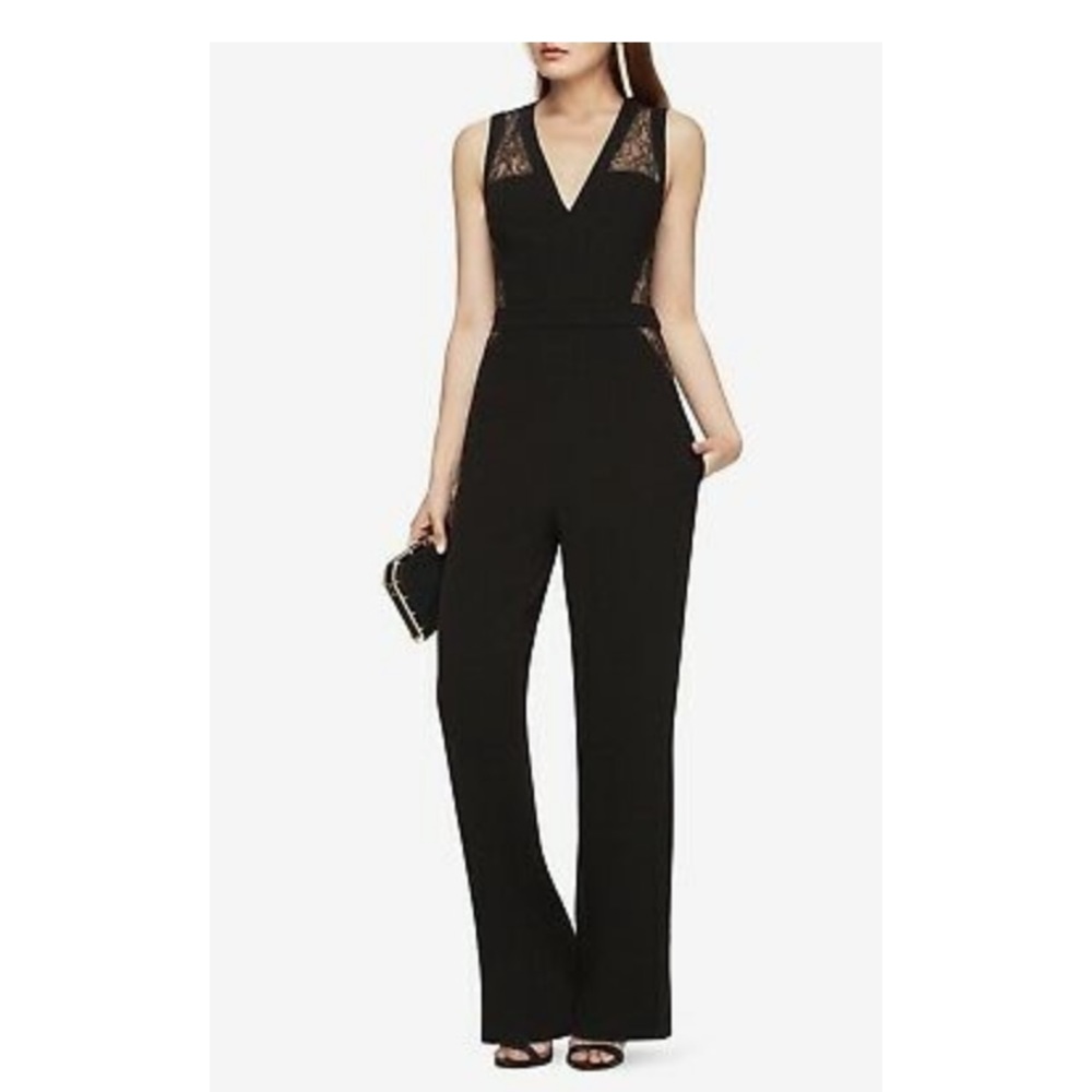 NEW BCBG MAXAZRIA  TEGAN LACE-BLOCKED JUMPSUIT